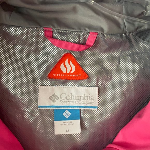 Columbia rain jacket 2 tone pink Omni-tech waterproof girls size M - Picture 7 of 10